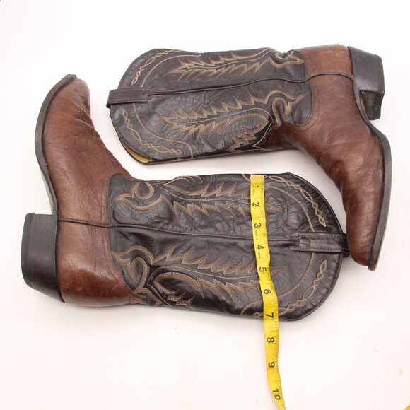 Tony Lama Brown and Black Cowboy Boots - Picture 8 of 9